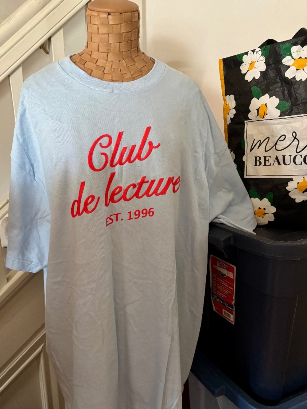 XL UNISEX Book Club Crewneck T-Shirt, Powder Blue Club Du Lecture